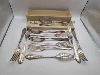 12st gafflar haga prima alp NS 40 Skandia nysilver ~40-talet