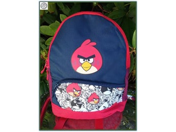 Angry Birds ryggsäck röd svart i fint skick SKOLSTART skolväska