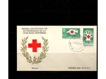 Mexiko Röda korset 100 år FDC med vinjett