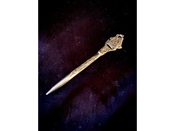 Brevkniv, bokmärke äkta silver.Skepp.12 cm. GEWE R9:1967.Oanv fr guldsmed