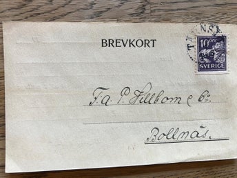 Brevkort från Tärnsjö ånggarveri till Bollnäs 1936 . Uppland