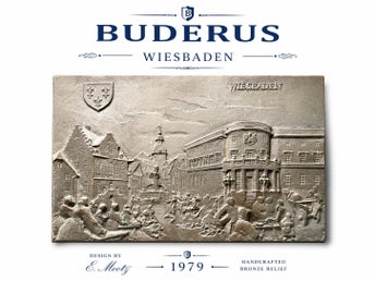 Buderus bronserelief Wiesbaden 1979 – E. Mootz – tung konstplakett 2,7 kg