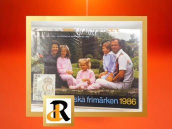 Album med kungafamiljen och ostämplade frimärken. Från 1986.