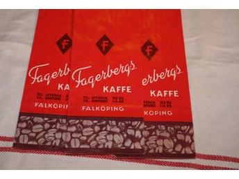 3 PÅSAR FAGERBERGS KAFFE FALKÖPING. OANVÄNDA.