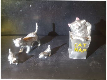Vintage Figurer i tenn - Katt tema