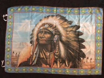 Indian flagga (Chief , blue sky & tents) Poster flagga Big Size 135x95cm