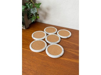 6st Underlägg Coasters Marmor & Kork