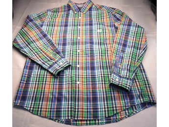 Chaps Ralph Lauren Skjorta Rutig Grön Blå Orange L Preppy Vintage Casual