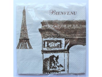 4 st servetter Bienvenu (Eiffeltornet, Triumfbågen) Paris