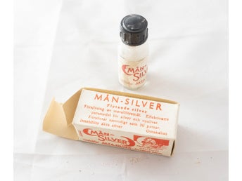 Månsilver - Vintage Tom förpackning med Glasflaska Silver - Silverputs