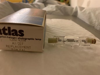 Projektorlampa Vintage NOS Atlas 120V 420W A1/227 FAL 12216R R7S 63mm