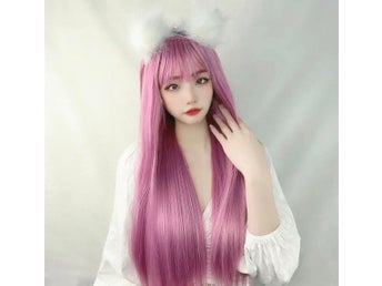 Helt ny peruk lång rosa pink anime Halloween party wig sexig 70cm fest hår