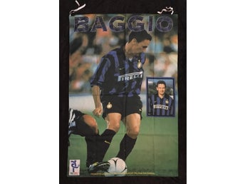 Fotbolls flagga BAGGIO (tyg-affish) 109x73cm SAMLAROBJEKT från 1998 nyskick