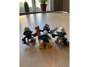 4st Vintage Smurfar Schleich Peyo 1979-1981 Hantverkare Skräddare