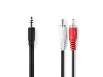 Nedis Stereoljudkabel - 3,5 mm hane till 2x RCA hane uttag, 2 m, (ny)