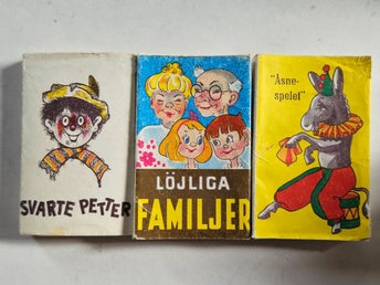Retro Kortspel 3st: Svarte Petter, Löjliga Familjer & Åsnespelet