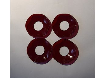 4 RUBINRÖDA GLASMANSCHETTER Vintage från NYBRO Crystal Oanvända
