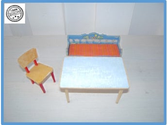 Lundby kökssoffa träbord och stol Vintage