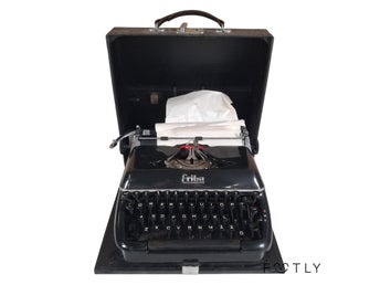 Erika Skrivmaskin Vintage Svart Mekanisk Typwriter Med Väska Retro