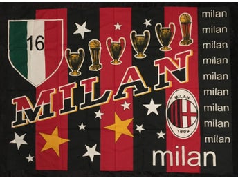 Fotbolls flagga MILAN Poster flagga 132x97cm SAMLAROBJEKT (med fack för pinne)