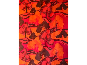 Retro Vintage textil tyg 2 paneler gardiner 60-tal 70-tal