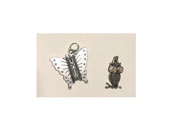 2 st shabby chic hängen fjäril uggla på gren
