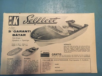 Selfleet båt 1962 Reklam annons