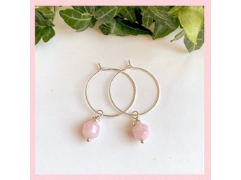 Creoler Örhängen Rosa Jade Star Cut Silverfärgade ringar Minimalistiska