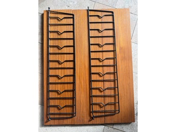 Original Klassisk Stringhylla, Retro 3 hyllplan teak med 2 svarta gavlar.
