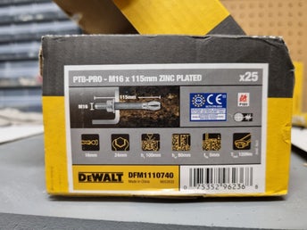 DEWALT PTB-PRO - M16 x 115mm ZINKPLATERADE expanderskruv.