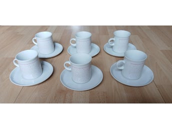 6st 80-Tals kaffekoppar+fat. Ej nagg eller sprickor