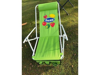 Vintage solstol .fruxo , 90 cm hög , förvaringsfickor