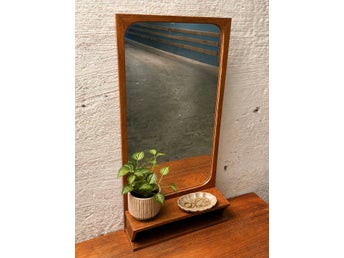 RETRO Spegel Teak - Made in Denmark - Spegel med Hyllplan - 50/60-TAL