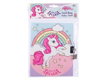 VN Leksaker 4Girls 33308 Pyssel Dagbok med lås 18x14cm UNICORN Rainbow