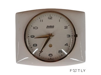 Hettich Schwebegang Porslins Väggklocka Vintage Made In Germany Vit Klocka Retro