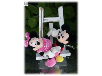 Micke Mouse Musse Pigg och Mimmi i omfamning kram mjukdjur Fint skick