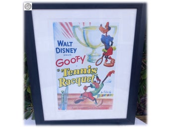 Stor Disney tavla med Långben Goofy Tennis Raquet spelar tennis märkt Disney Re