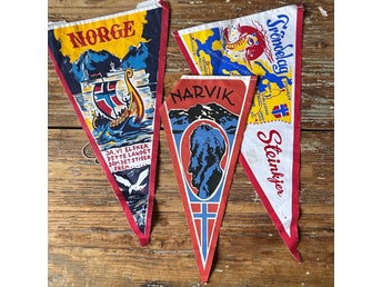 Norska Vimplar Retro 60-tal Norge Souvenir Kuriosa Nostalgi Viking Narvik