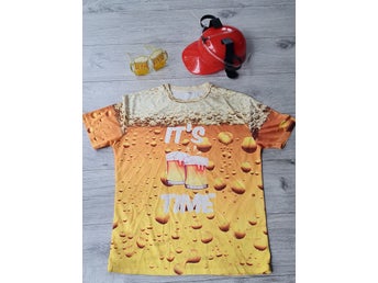 Maskeraddräkt öl-tema: t-shirt, glasögon och drickhjälm