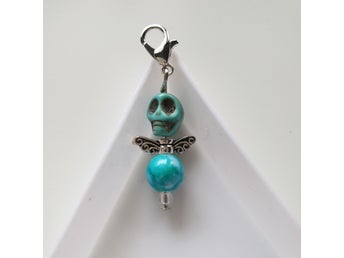 Blå dödskalle ängel, smyckesängel/lyckoängel, smycke, ängel, hänge, berlock