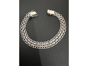 Armband X-Länk flerstämpel i äkta silver 830 S J&A Kattfot S m.m
