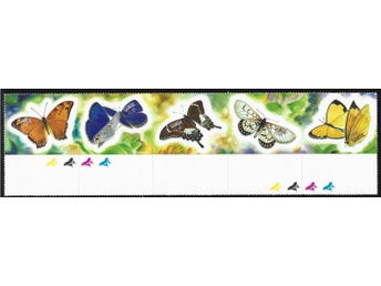Samoa 2001 Fjärilar insekter 5v självhäftande