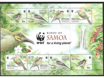 Samoa 2009 Fåglar 2x4v i block WWF