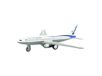 Civil Aviation Vanligt Flygplan 14cm Vit m. Blå Stripe Lek Pullback Ny