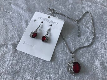 Påfågel Strass / Färgsten Halsband och Örhänge