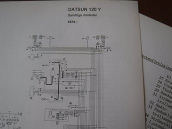 Elschema till Datsun 120Y, 1974.