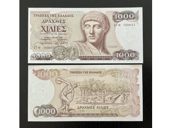 Greece Grekland 1000 drachmai sedel 1987 ovikt/UNC P-202