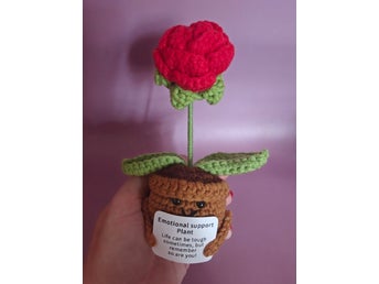 Heklad emotionell stödvxt med röd blomma