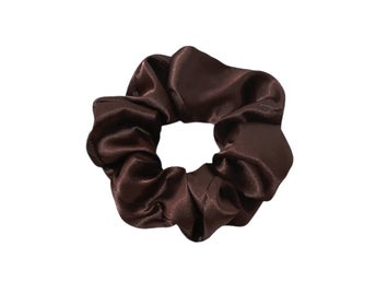 Hårsnodd - Scrunchie - Satin - 9cm - Brun Kaffe