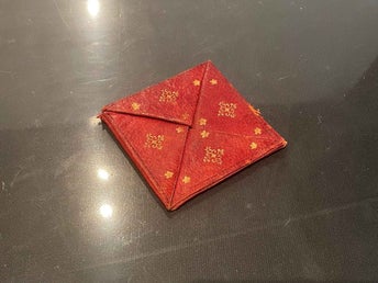 Udda vikbar plånbok Marocco origami läder - vintage röd platt behållare